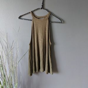 High Neck Keyhole Back Olive Green Tank